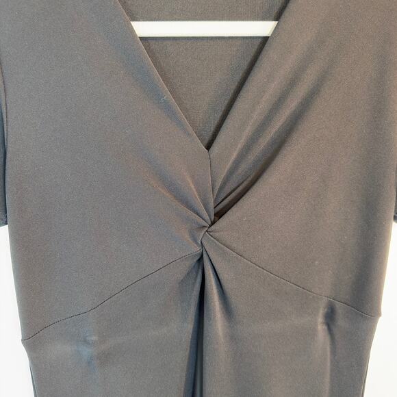 Liz Claiborne XL Black Short Sleeve Twist Front Midi Dress - Picture 4 of 7